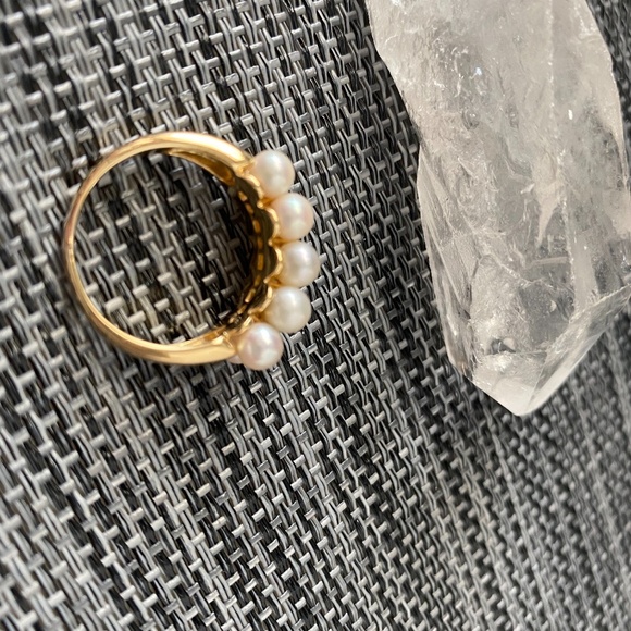 ✨18K Gold Diamond AKOYA Pearls Ring 7.5 - Picture 7 of 11